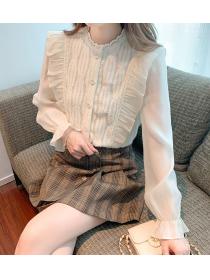 Korean style thick long sleeve lace shirt
