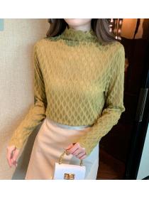 Korean version of all wear long sleeve lace blouse female slim lace