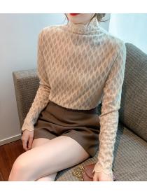 Korean version of all wear long sleeve lace blouse female slim lace