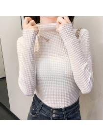 Korean style slim matching high neck long sleeve sweater