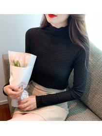 Korean style slim matching high neck long sleeve sweater