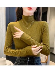 Velvet high neck long sleeves Pullovers