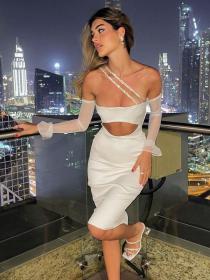 Outlet hot style Stylish Sexy Single-shoulder Party dress