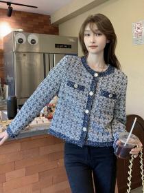Korean style Matching Round collar Short jacket