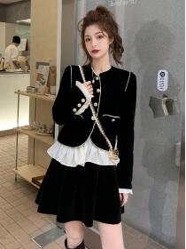 New style matching Velvet jacket +black skirt