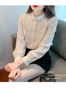 For Sale Stand Collars Lace Hollow Out Blouse 