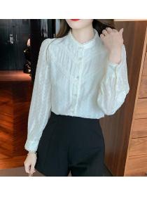 For Sale Stand Collars Lace Hollow Out Blouse 