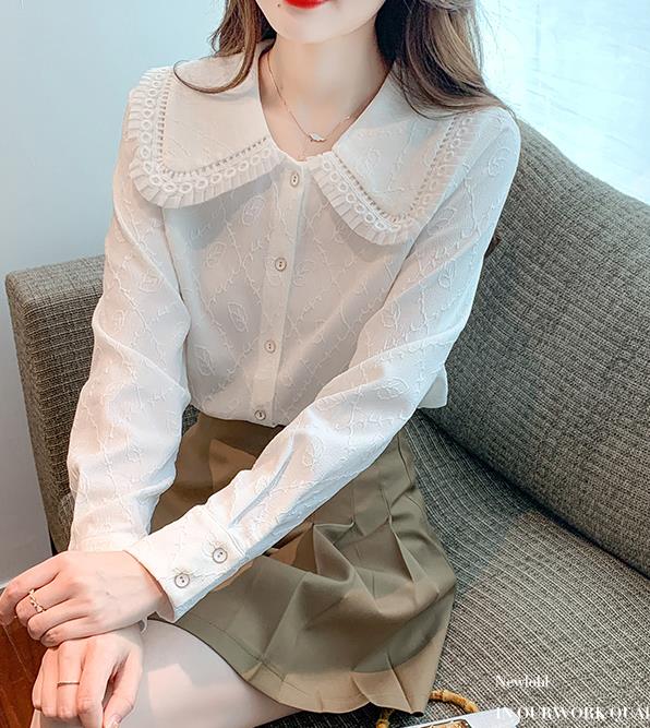 Korean Style Doll Collars Fashion  Chiffon Blouse
