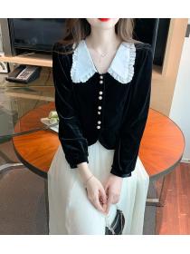 Korean Style Doll Collars Fashion  Chiffon Blouse