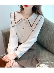 On Sale Doll Collars Color Matching  Fashion Blouse   