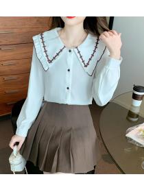On Sale Doll Collars Color Matching  Fashion Blouse   