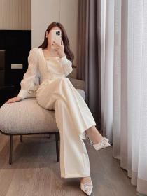New style White Coat wide-leg pants Elegant two - piece set