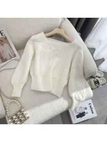 [Ready stock ]Vintage style Winter new Square collar Sweater