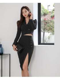 Korean Style Open Fork Stripe Fashion Suits