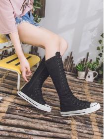 New style high -top canvas shoes women's casual shoes women's flat shoes