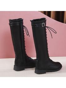 Fashion style knight boots round head chunky boots