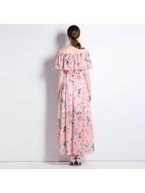European style Spring Fashion Chiffon Floral Dress