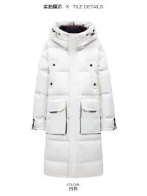 New style Korean fashion bright white down Jacket warm Long coat