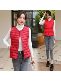 Korean style Winter fashion Solid color Ducks’s downThin Waistcoat