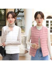 Korean style Winter fashion Solid color Ducks’s downThin Waistcoat