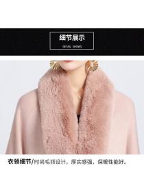 European style Winter Elegant Shawl thick Big fur collar Long wool coat
