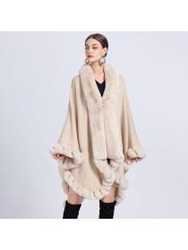 European style Winter Elegant Shawl thick Big fur collar Long wool coat