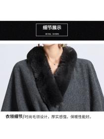 European style Wholesale Winter Shawl Big fur collar thick wool coat