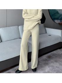 Spring new thickened loose half turtleneck top+ pants two-piece set