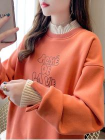 Korean style Fake two pieces Loose Long-sleeved Sweatshirt