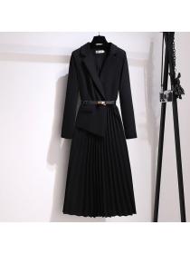 Korean style V collar Suit collar Dress