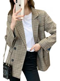 Korean style casual Plaid Blazer 