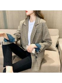 Korean style casual Plaid Blazer 