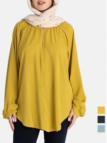 Muslim women shirt Fashion Solid color loose long-sleeved shirt  
