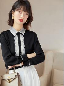 Spring new square collar long-sleeved blouse