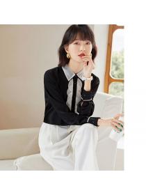 Spring new square collar long-sleeved blouse