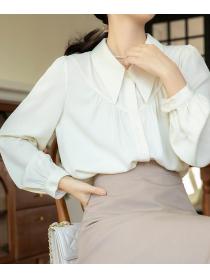 Discount Pure Color Sweet Fresh Nobel Style Blouse 