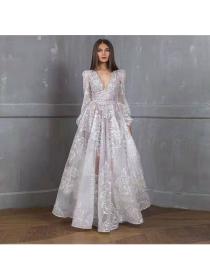 New style Beaded dress lace embroidered wedding dress Evening dress banquet dress