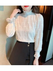 New Style Lace Hollow Out High Collars Blouse 