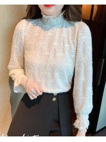 New Style Lace Hollow Out High Collars Blouse 