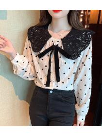 Polka Dot doll collar shirt women's spring new design long-sleeved top