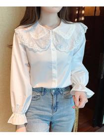 Doll Collars Lace Matching Fashion Blouse 