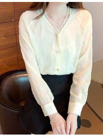 Korean Style Lace V Collars Fashion shirt