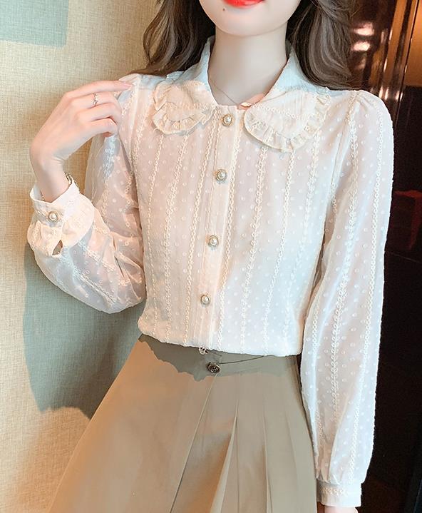 Doll Collars Lace Hollow Out Fashion Blouse
