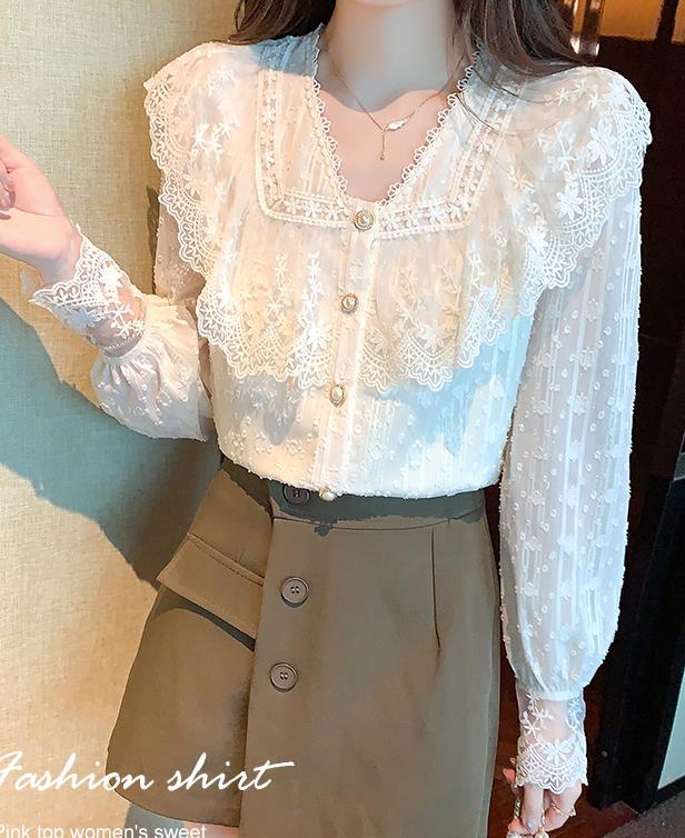 On Sale Lace Hollow Out Fashion Lace shirt
