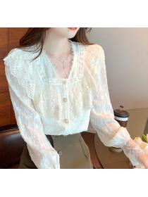 On Sale Lace Hollow Out Fashion Lace shirt 