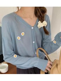 On Sale V  Collars Flower Knitting Top 