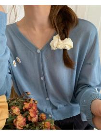 On Sale V  Collars Flower Knitting Top 
