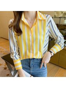 Korean style Striped shirt casual loose Blouse