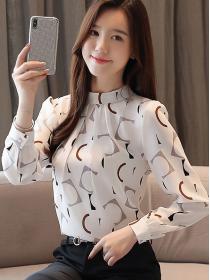 Korean style OL lady Long-sleeved Chiffon shirt