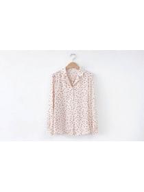 Korean style Cute Grils Dot print Long sleeved blouse 
